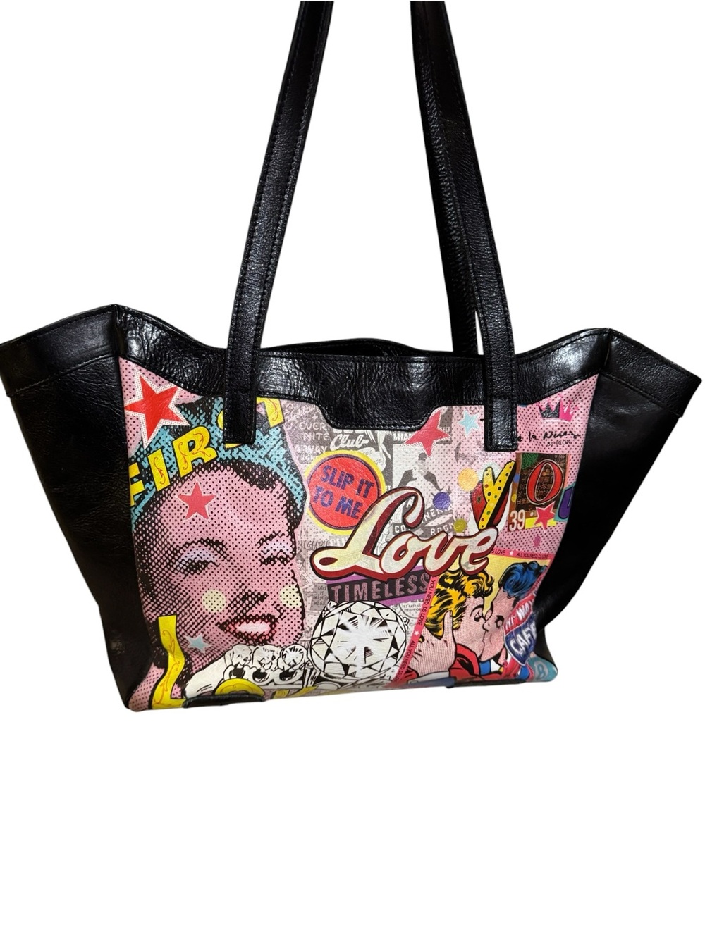 Icon Los Angeles Wearable Art Leather Pop-Art Timeless 'Love' Tote Shoulder Bag